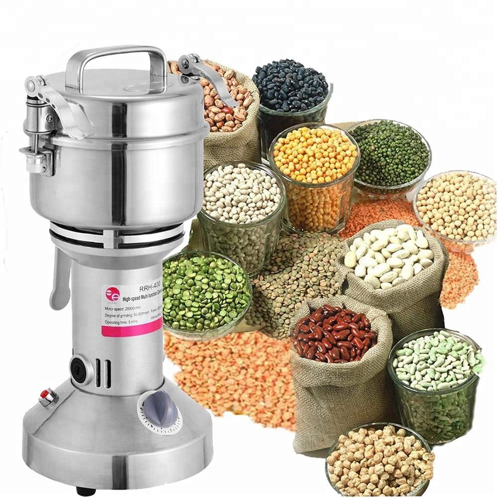 Molino de Cereales Electrico Hogar/Comercial Molino Harina con Temporizador Acero Inoxidable Alta Velocidad Molinillo para Maiz Granos de Café Especias Máquina de Molienda